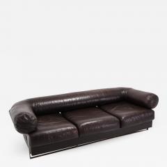 Jacques Charpentier Jacques Charpentier Brown Leather Apollo Sofa In Stainless Steel Frame 1960s - 1007061