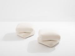 Jacques Charpentier Jacques Charpentier for Maison Jansen pair of ottomans white alpaca 1970s - 4341443