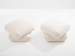 Jacques Charpentier Jacques Charpentier for Maison Jansen pair of ottomans white alpaca 1970s - 4341444