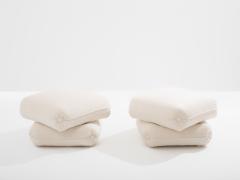 Jacques Charpentier Jacques Charpentier for Maison Jansen pair of ottomans white alpaca 1970s - 4341445