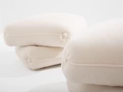 Jacques Charpentier Jacques Charpentier for Maison Jansen pair of ottomans white alpaca 1970s - 4341446