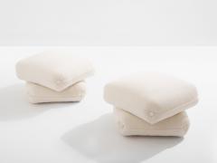 Jacques Charpentier Jacques Charpentier for Maison Jansen pair of ottomans white alpaca 1970s - 4341447