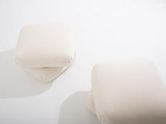 Jacques Charpentier Jacques Charpentier for Maison Jansen pair of ottomans white alpaca 1970s - 4341449