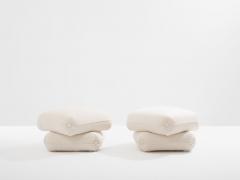 Jacques Charpentier Jacques Charpentier for Maison Jansen pair of ottomans white alpaca 1970s - 4341450