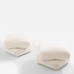 Jacques Charpentier Jacques Charpentier for Maison Jansen pair of ottomans white alpaca 1970s - 4344231