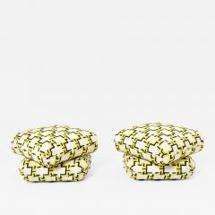 Jacques Charpentier Pair of outdoor ottomans poufs by J Charpentier for Maison Jansen 1970s - 2225252