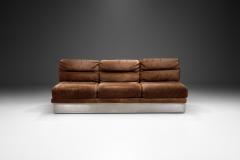 Jacques Charpentier Suede and Brushed Steel Sofa by Jacques Charpentier attr France 1970s - 3182434