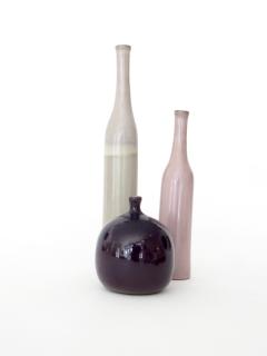 Jacques Dani Ruelland Jacques and Dani Ruelland French Ceramic Bottle In Pale Gray to Lavender Glaze - 1173595