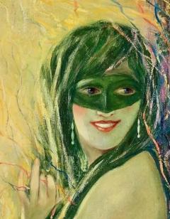 Jacques De Zeine Belgian Art Deco Painting The Intrigue by Jacques De Zeine 1934 - 4610148
