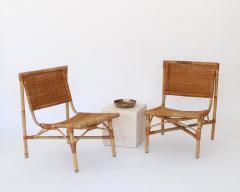 Jacques Dumond FRENCH RATTAN AND BAMBOO LOW LOUNGE CHAIRS ATRRIBUTED TO JACQUES DUMOND - 2041093