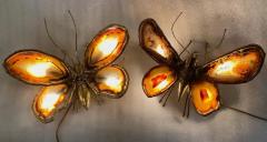 Jacques Duval Brasseur 1970 Couple of Butterfly Sconces in Bronze or Brass Duval Brasseur or I Faure - 3019992