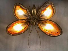 Jacques Duval Brasseur 1970 Couple of Butterfly Sconces in Bronze or Brass Duval Brasseur or I Faure - 3019996