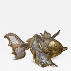 Jacques Duval Brasseur 1970 Eluminating Brass Fish Coffee Table with Mika Violet Style Duval Brasseur - 2322796