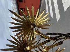 Jacques Duval Brasseur 1970 Yuka Palm Tree Floor Lamp in Brass and Patinated Iron Maison Jansen 3 Head - 3594070