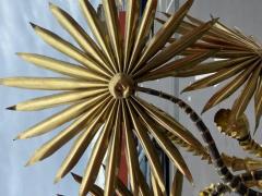 Jacques Duval Brasseur 1970 Yuka Palm Tree Floor Lamp in Brass and Patinated Iron Maison Jansen 3 Head - 3594076