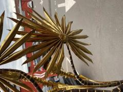 Jacques Duval Brasseur 1970 Yuka Palm Tree Floor Lamp in Brass and Patinated Iron Maison Jansen 3 Head - 3594077