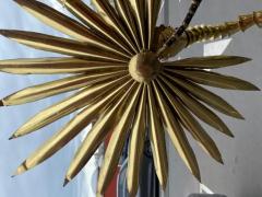 Jacques Duval Brasseur 1970 Yuka Palm Tree Floor Lamp in Brass and Patinated Iron Maison Jansen 3 Head - 3594078