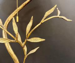 Jacques Duval Brasseur 1970s Vintage French Jacques Duval Brasseur Gold Gilded Leaf Tree Lamp on Marble - 3977524