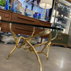 Jacques Duval Brasseur Golden Sculpture and Glass coffe table Jacques Duval Brasseur style - 3816110