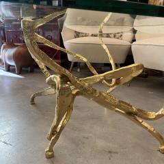 Jacques Duval Brasseur Golden Sculpture and Glass coffe table Jacques Duval Brasseur style - 3816115