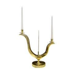 Jacques Duval Brasseur Jacques Duval Brasseur Candelabrum In Brass With Exotic Onyx 1970s Signed  - 1188403