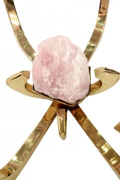 Jacques Duval Brasseur Jacques Duval Brasseur Coffee Table with Mounted Rose Quartz 1970s Signed  - 1991131