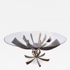 Jacques Duval Brasseur Jacques Duval Brasseur Rare Table In Bronze With Mounted Amethyst 1970s Signed  - 1228778