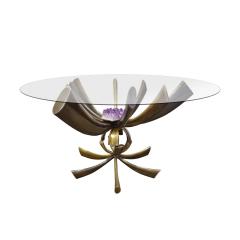 Jacques Duval Brasseur Jacques Duval Brasseur Rare Table In Bronze With Mounted Amethyst 1970s Signed  - 1931309