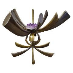 Jacques Duval Brasseur Jacques Duval Brasseur Rare Table In Bronze With Mounted Amethyst 1970s Signed  - 1931311