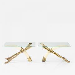 Jacques Duval Brasseur PAIR OF FAUX TUSK AND BRASS SIDE TABLES BY JACQUES DUVAL BRASSEUR - 3709839