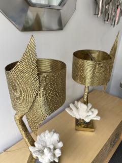 Jacques Duval Brasseur Pair of Brass and Coral Lamps by Jacques Duval Brasseur France 1970s - 2353490