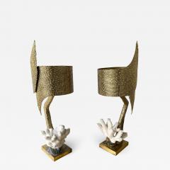 Jacques Duval Brasseur Pair of Brass and Coral Lamps by Jacques Duval Brasseur France 1970s - 2356845