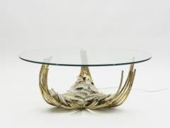 Jacques Duval Brasseur Unique Hollywood Regency Jacques Duval Brasseur bronze stones coffee table 1970s - 997111