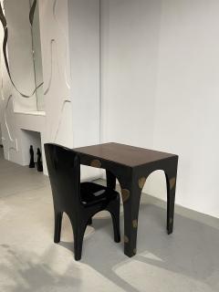 Jacques Jarrige Small Desk or Occasional Table in Bronze and walnut - 4585536
