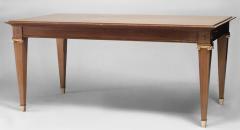 Jacques Lardin French 1940s Mahogany and Brass Trimmed Extension Dining Table - 436401