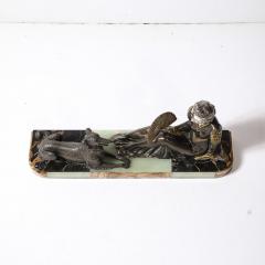 Jacques Limousin Art Deco Sculpture by Limousin of Woman Seated with Dog on Exotic Marble Base - 4163434