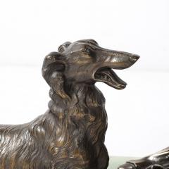 Jacques Limousin Art Deco Sculpture by Limousin of Woman Seated with Dog on Exotic Marble Base - 4163445