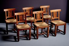 Jacques Mottheau Set of Six Wooden Chairs by Jacques Mottheau - 4483939