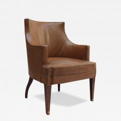 Jacques Quinet Fine French 1950s Mahogany and Leather Armchair by Jacques Quinet - 3918057