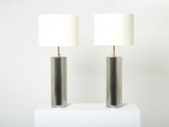 Jacques Quinet Jacques Quinet pair of modernist brushed steel lamps 1966 - 2932736