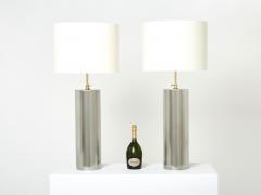 Jacques Quinet Jacques Quinet pair of modernist brushed steel lamps 1966 - 2932740