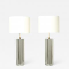 Jacques Quinet Jacques Quinet pair of modernist brushed steel lamps 1966 - 2933283