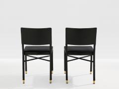 Jacques Quinet Jacques Quinet pair of saddle stitched leather brass side chairs 1950 - 4540963