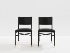 Jacques Quinet Jacques Quinet pair of saddle stitched leather brass side chairs 1950 - 4540964