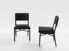 Jacques Quinet Jacques Quinet pair of saddle stitched leather brass side chairs 1950 - 4540966