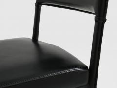 Jacques Quinet Jacques Quinet pair of saddle stitched leather brass side chairs 1950 - 4540967