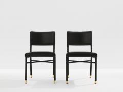 Jacques Quinet Jacques Quinet pair of saddle stitched leather brass side chairs 1950 - 4540969
