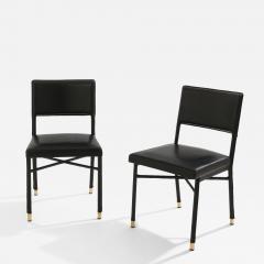 Jacques Quinet Jacques Quinet pair of saddle stitched leather brass side chairs 1950 - 4575822