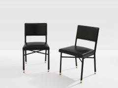 Jacques Quinet Jacques Quinet pair of saddle stitched leather brass side chairs 1950 - 4575823