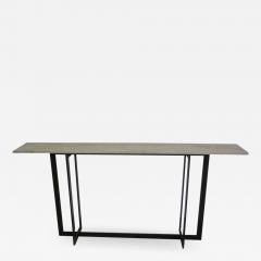 Jacques Quinet Large French Mid Century Modern Bronzed Iron Stone Console Jacques Quinet - 1791325